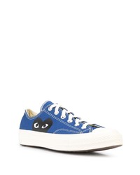 blaue bedruckte Segeltuch niedrige Sneakers von Comme des Garcons