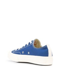 blaue bedruckte Segeltuch niedrige Sneakers von Comme des Garcons