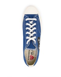 blaue bedruckte Segeltuch niedrige Sneakers von Comme des Garcons