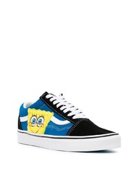 blaue bedruckte Segeltuch niedrige Sneakers von Vans