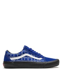 blaue bedruckte Segeltuch niedrige Sneakers von Vans