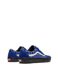 blaue bedruckte Segeltuch niedrige Sneakers von Vans