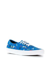 blaue bedruckte Segeltuch niedrige Sneakers von Vans