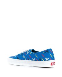 blaue bedruckte Segeltuch niedrige Sneakers von Vans