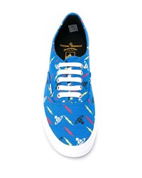 blaue bedruckte Segeltuch niedrige Sneakers von Vans