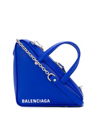 blaue bedruckte Shopper Tasche aus Leder von Balenciaga