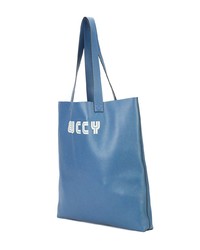 blaue bedruckte Shopper Tasche aus Leder von Gucci