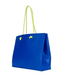 blaue bedruckte Shopper Tasche aus Leder von Alberta Ferretti