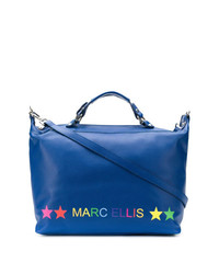 blaue bedruckte Shopper Tasche aus Leder von Marc Ellis