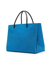 blaue bedruckte Shopper Tasche aus Leder von Moschino