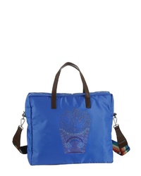 blaue bedruckte Shopper Tasche aus Leder von STUFF MAKER