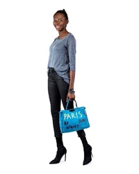 blaue bedruckte Shopper Tasche aus Leder von SURI FREY