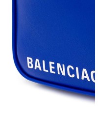 blaue bedruckte Shopper Tasche aus Leder von Balenciaga