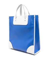 blaue bedruckte Shopper Tasche aus Segeltuch von Moschino
