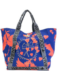 blaue bedruckte Shopper Tasche von Vivienne Westwood