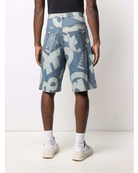 blaue bedruckte Shorts von Moschino