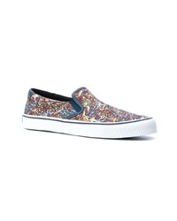 blaue bedruckte Slip-On Sneakers aus Segeltuch von Kenzo