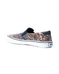 blaue bedruckte Slip-On Sneakers aus Segeltuch von Kenzo