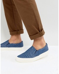 blaue bedruckte Slip-On Sneakers von Asos