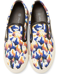 blaue bedruckte Slip-On Sneakers von Mother of Pearl