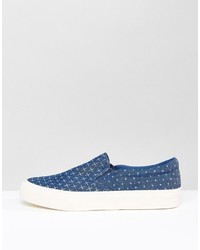 blaue bedruckte Slip-On Sneakers von Asos