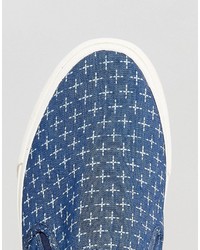 blaue bedruckte Slip-On Sneakers von Asos