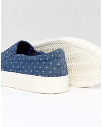 blaue bedruckte Slip-On Sneakers von Asos