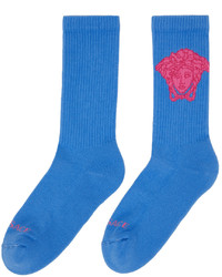 blaue bedruckte Socken von Versace