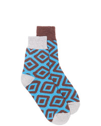 blaue bedruckte Socken von Sacai