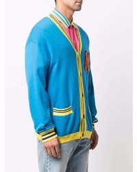 blaue bedruckte Strickjacke von Moschino