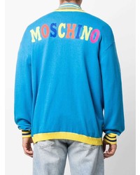 blaue bedruckte Strickjacke von Moschino