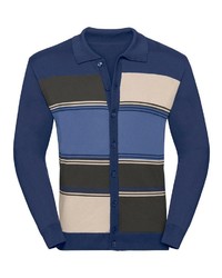 blaue bedruckte Strickjacke von MARCO DONATI