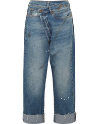 blaue bedruckte weite Hose aus Jeans