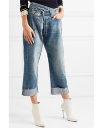 blaue bedruckte weite Hose aus Jeans von R13