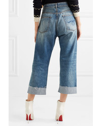 blaue bedruckte weite Hose aus Jeans von R13