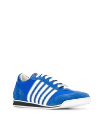 blaue bedruckte Wildleder niedrige Sneakers von DSQUARED2