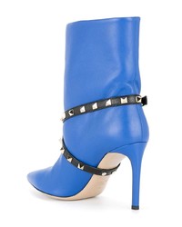 blaue beschlagene Leder Stiefeletten von Valentino