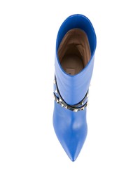 blaue beschlagene Leder Stiefeletten von Valentino
