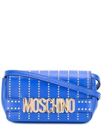 blaue beschlagene Leder Umhängetasche von Moschino