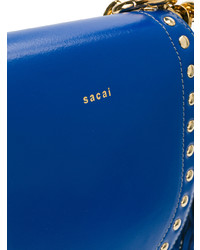 blaue beschlagene Leder Umhängetasche von Sacai