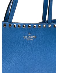 blaue beschlagene Shopper Tasche aus Leder von Valentino
