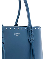 blaue beschlagene Shopper Tasche aus Leder von Lanvin