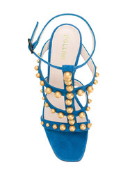 blaue beschlagene Wildleder Sandaletten von Pollini