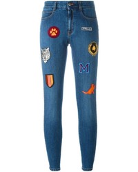 blaue bestickte enge Jeans aus Baumwolle von Stella McCartney
