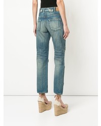 blaue bestickte Boyfriend Jeans von Tu Es Mon Trésor