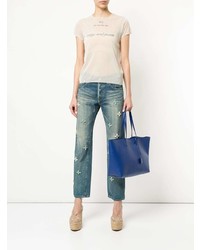 blaue bestickte Boyfriend Jeans von Tu Es Mon Trésor