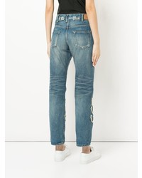 blaue bestickte Boyfriend Jeans von Tu Es Mon Trésor