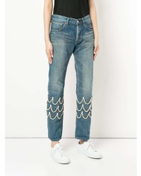 blaue bestickte Boyfriend Jeans von Tu Es Mon Trésor