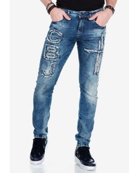 blaue bestickte enge Jeans von Cipo & Baxx