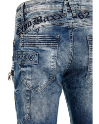 blaue bestickte enge Jeans von Cipo & Baxx